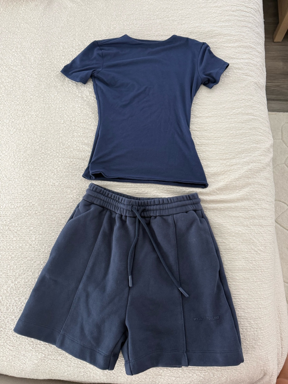 MYOUTFITONLINE Navy Short Sleeve Tee & Drawstring Shorts Set
